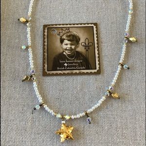 NWT Artisan Made Seed Pearl Swarovski Crystal Necklace Verme…